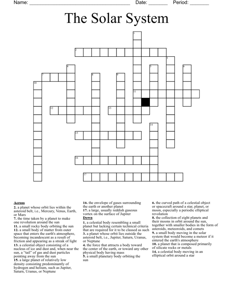 Comets Asteroids And Meteors Worksheet