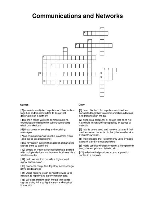 Communications And Networks Crossword Puzzle