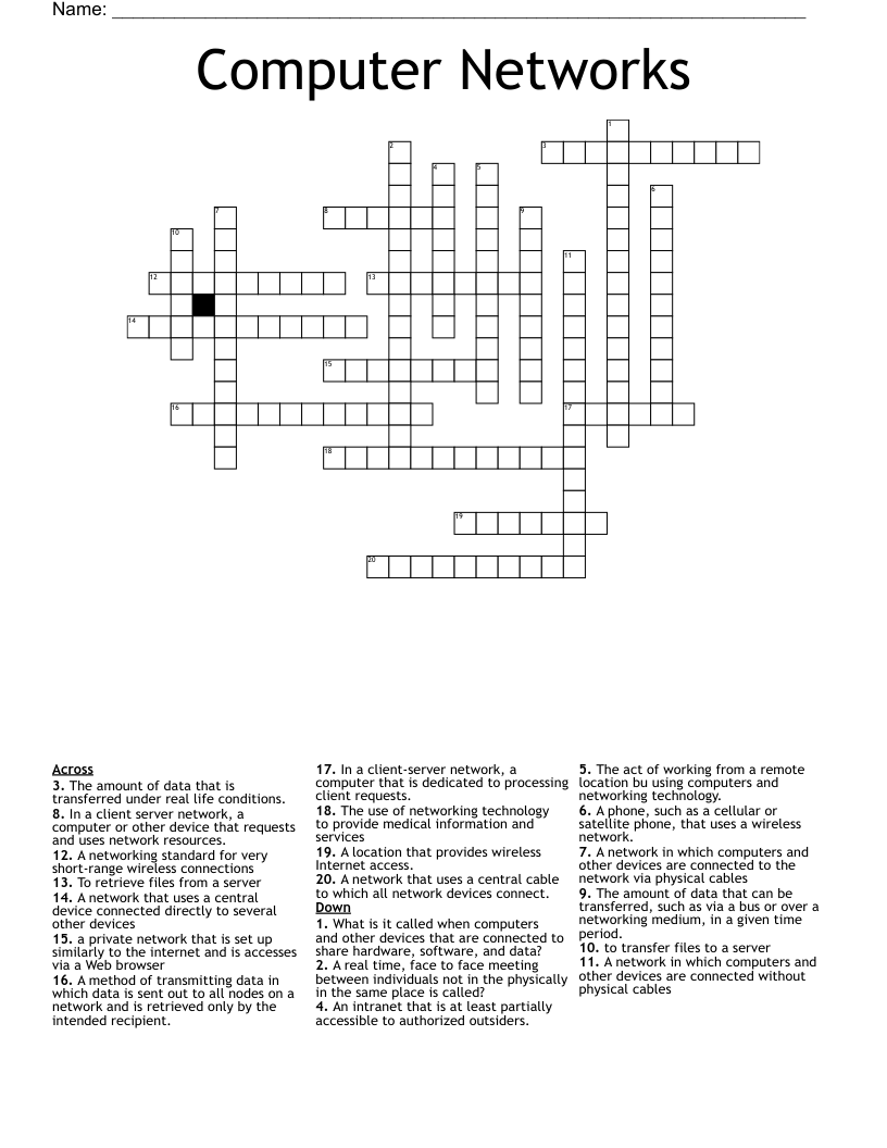 Computer Networks Crossword WordMint