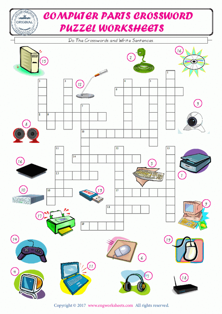 Computer Parts Crossword Puzzle Worksheet