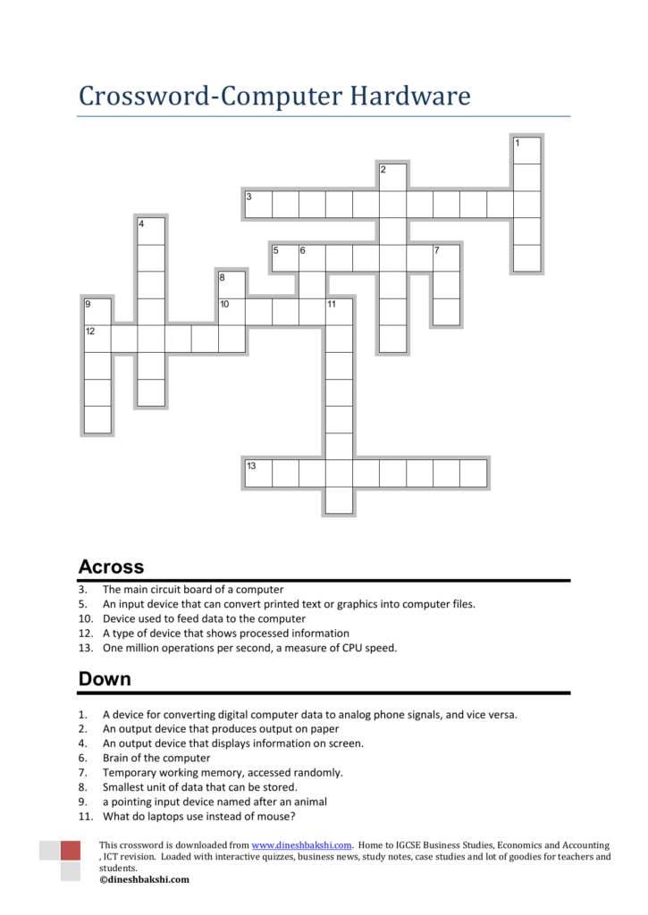 Computer Storage Letters Crossword Computer Linked Imager Crossword 