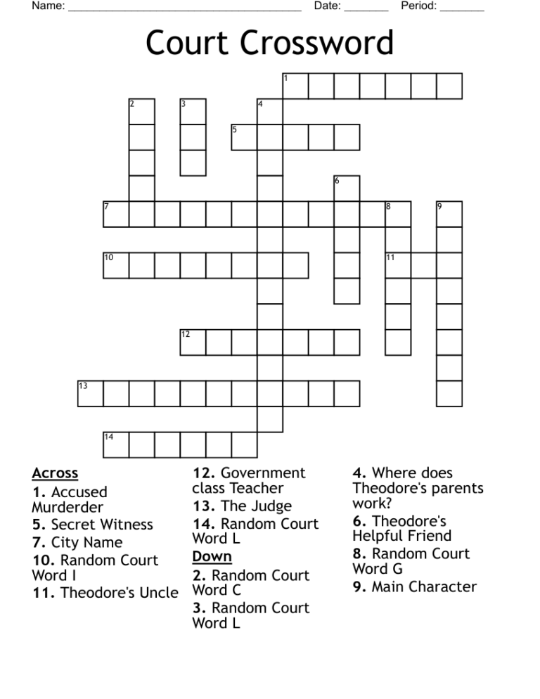 Court Crossword WordMint