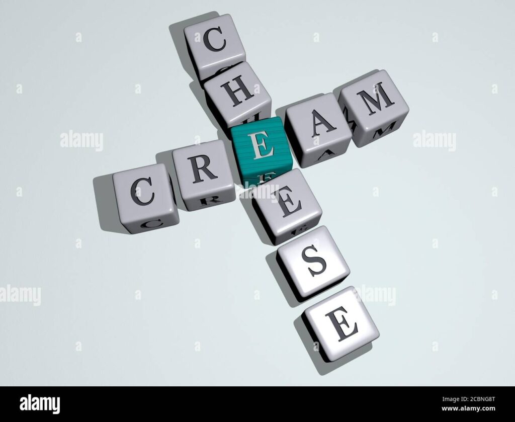 CREAM CHEESE Crossword By Cubic Dice Letters 3D Illustration For 