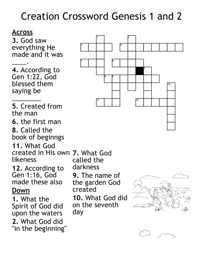 Creation Crossword Genesis 1 And 2 WordMint