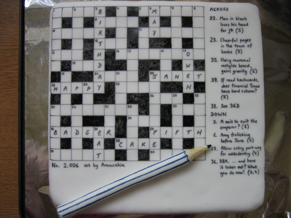 Crossword Cake With Pencil The Action Cakery