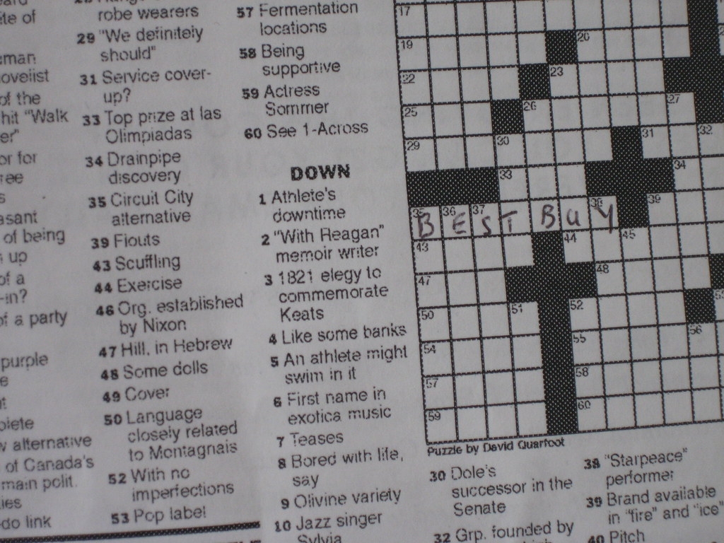 Crossword Clue 35 Across Chris Flickr