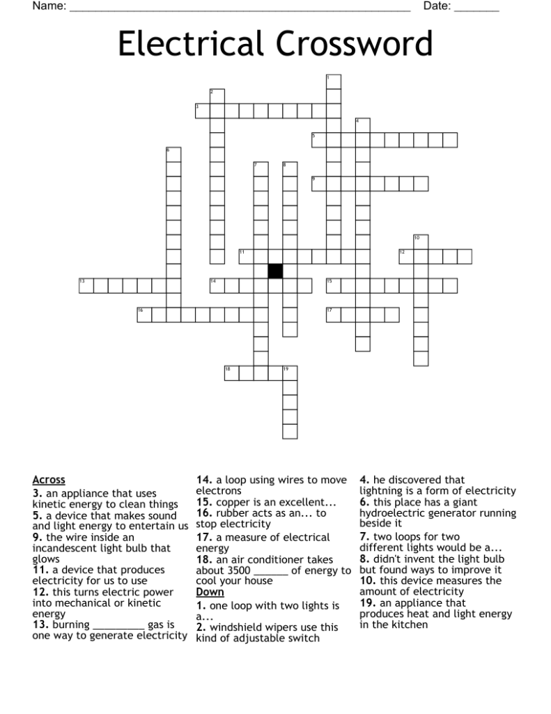 Crossword Clue Electrical Units