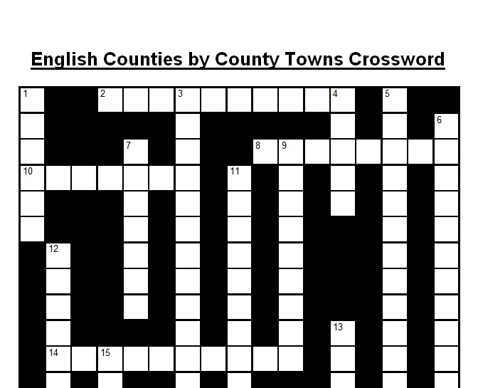 Crossword On English Counties By County Towns Answers Teaching 