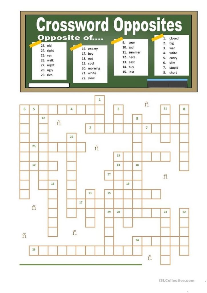 Crossword Opposites Worksheet Free ESL Printable Worksheets Made By 