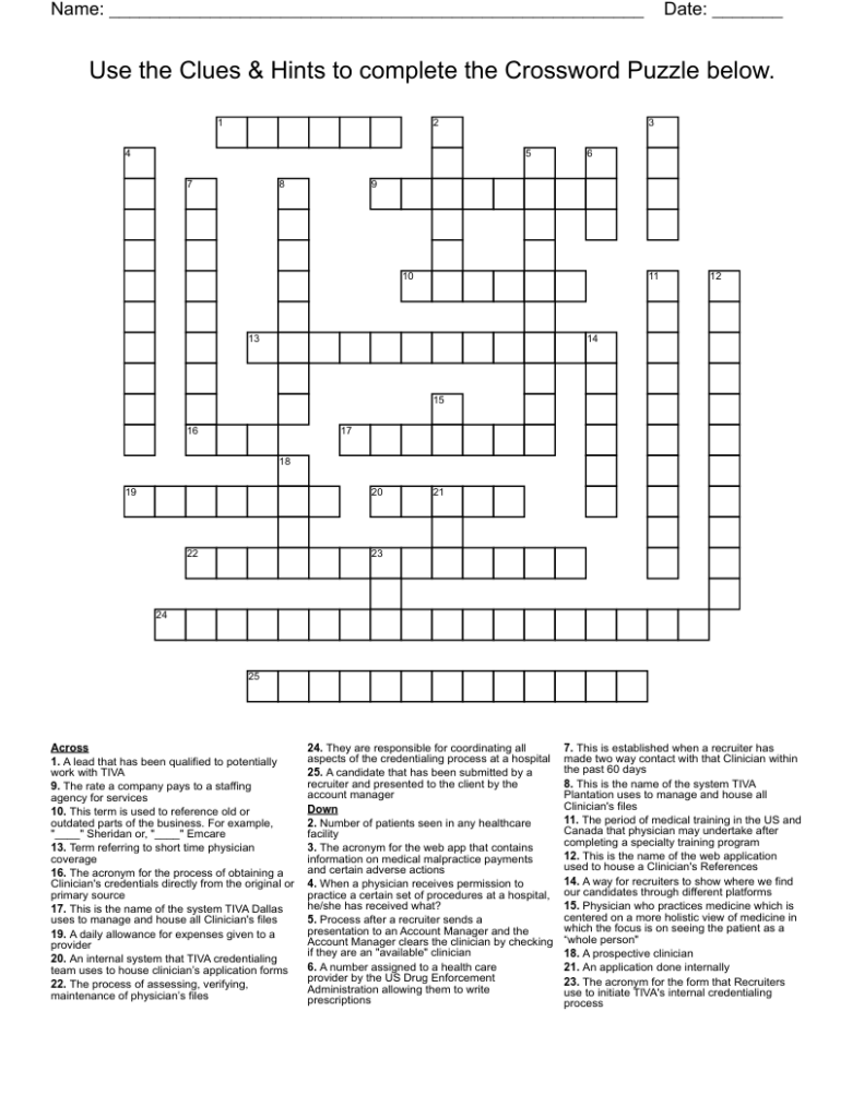 Crossword Puzzle Clue Computerised Inventory