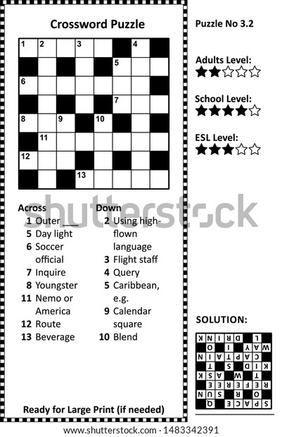 Crossword Puzzle Grid Clues Solution Classic Stock Vector Royalty Free 