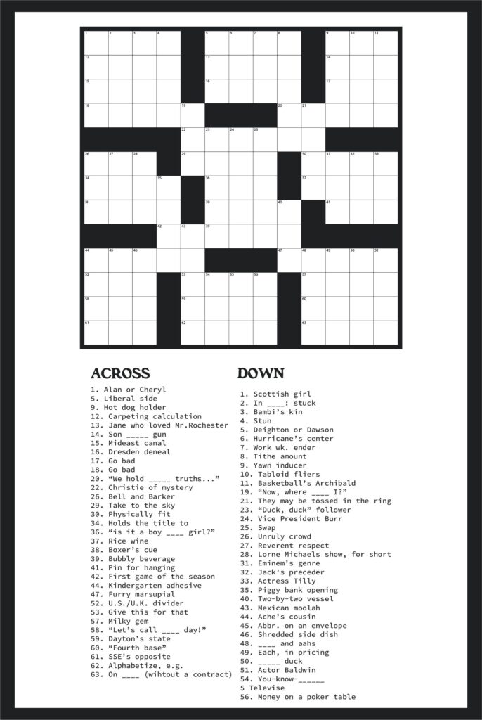 Crossword Puzzle Maker Free Printable