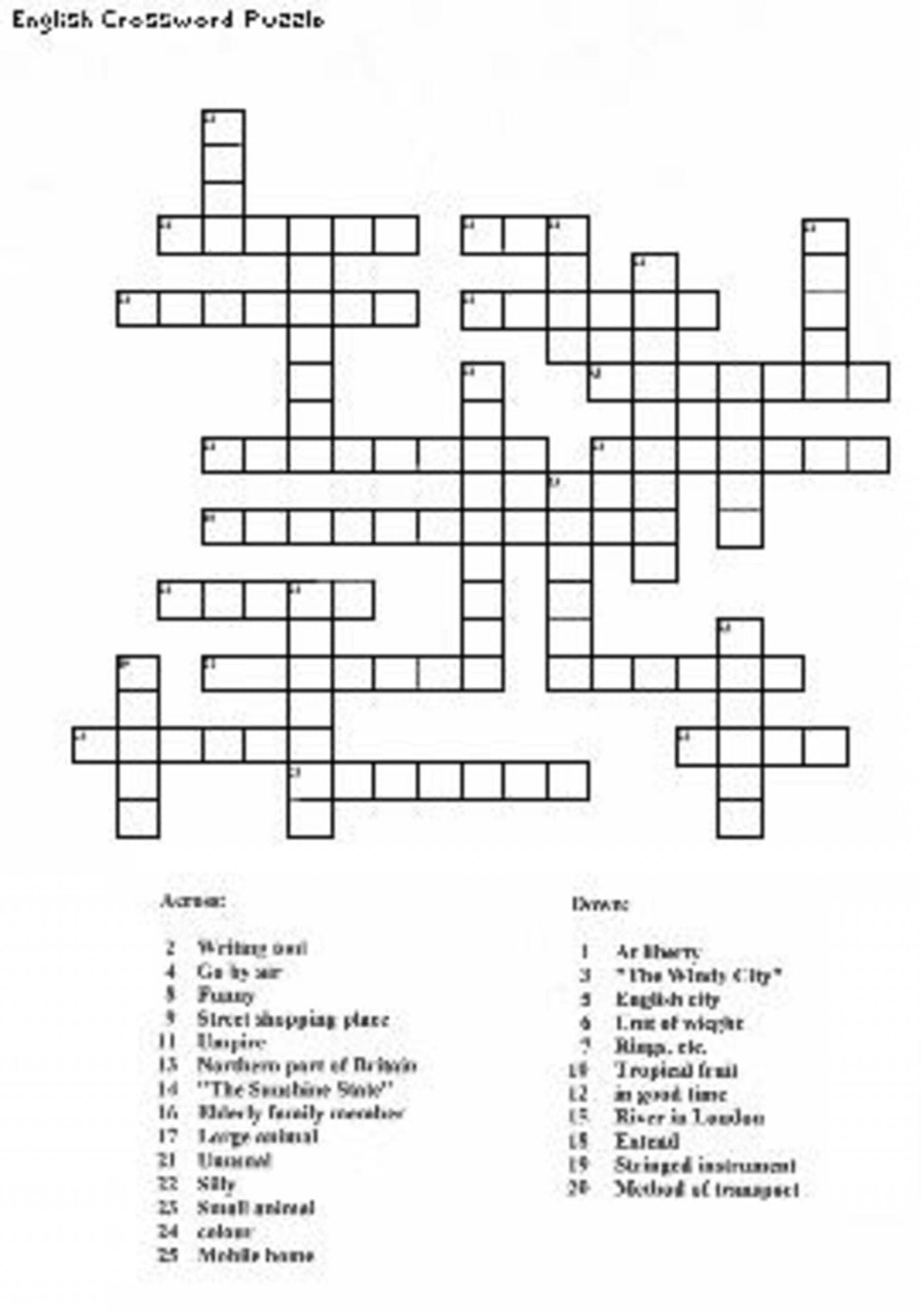 Crossword Puzzle Maker Free Printable