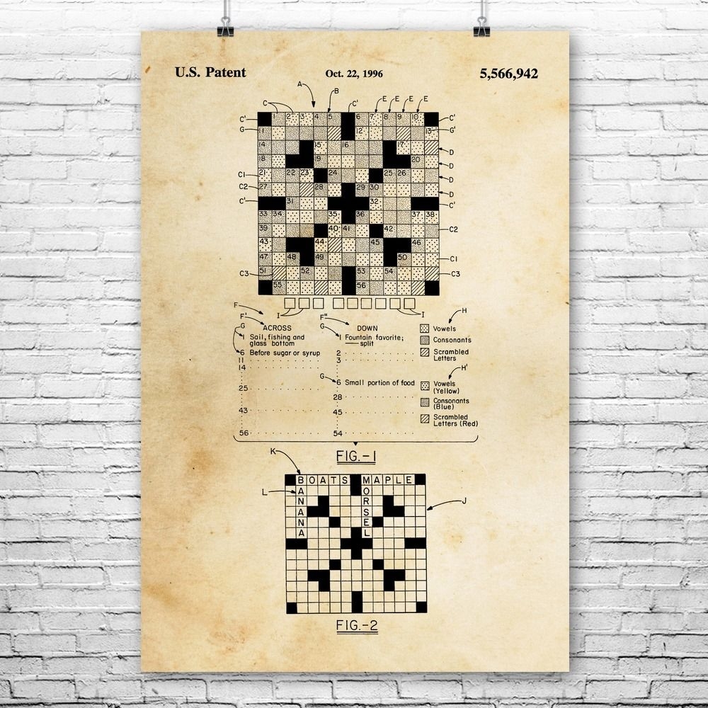 Crossword Puzzle Poster Print Board Card Game Wall Art In 2020 