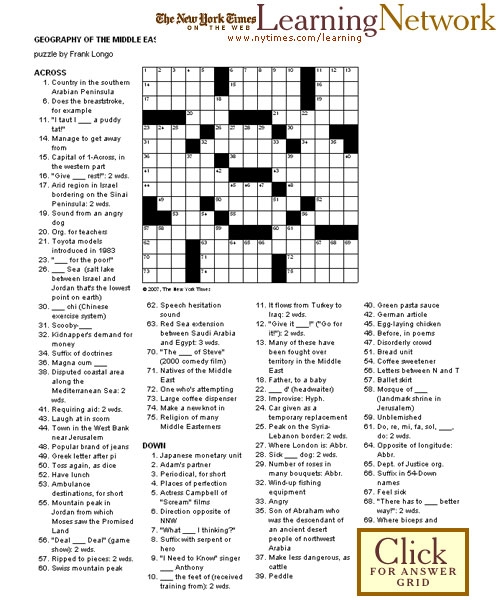 Crosswords Geography Of The Middle East