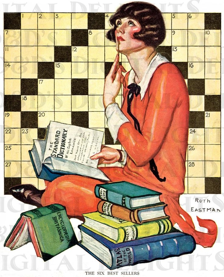 CROSSWORDS Vintage FLAPPER Digital ILLUSTRATION Vintage Digital 