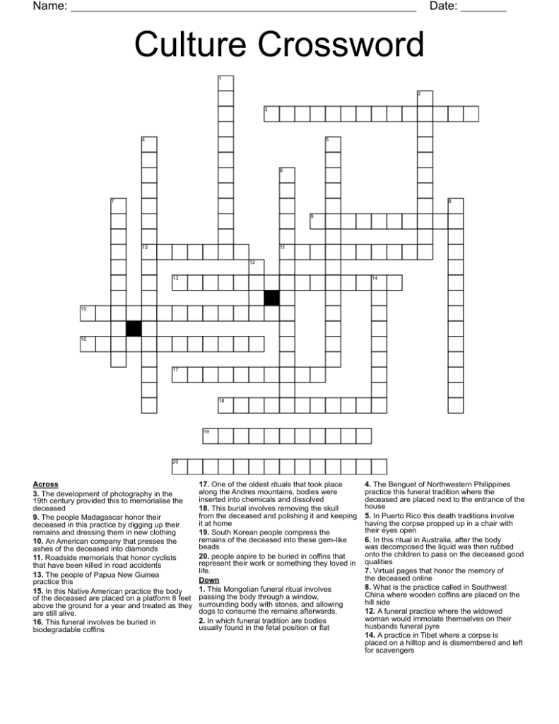 Culture Crossword WordMint