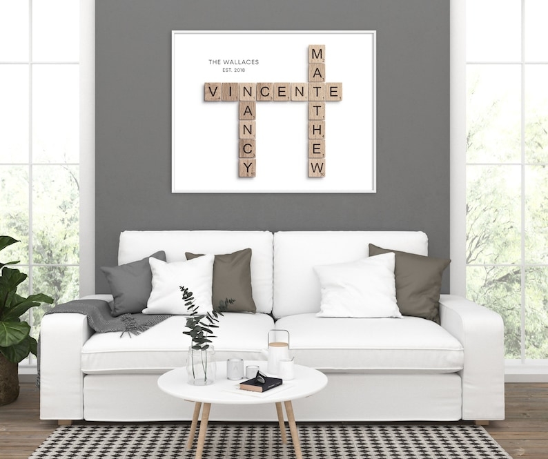 Custom Family Crossword Puzzle Wall Art Family Names Sign Etsy