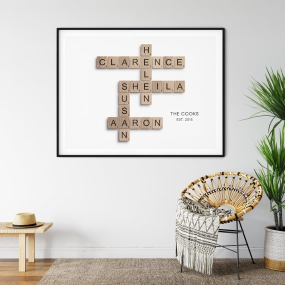 Custom Family Crossword Puzzle Wall Art Family Names Sign Etsy