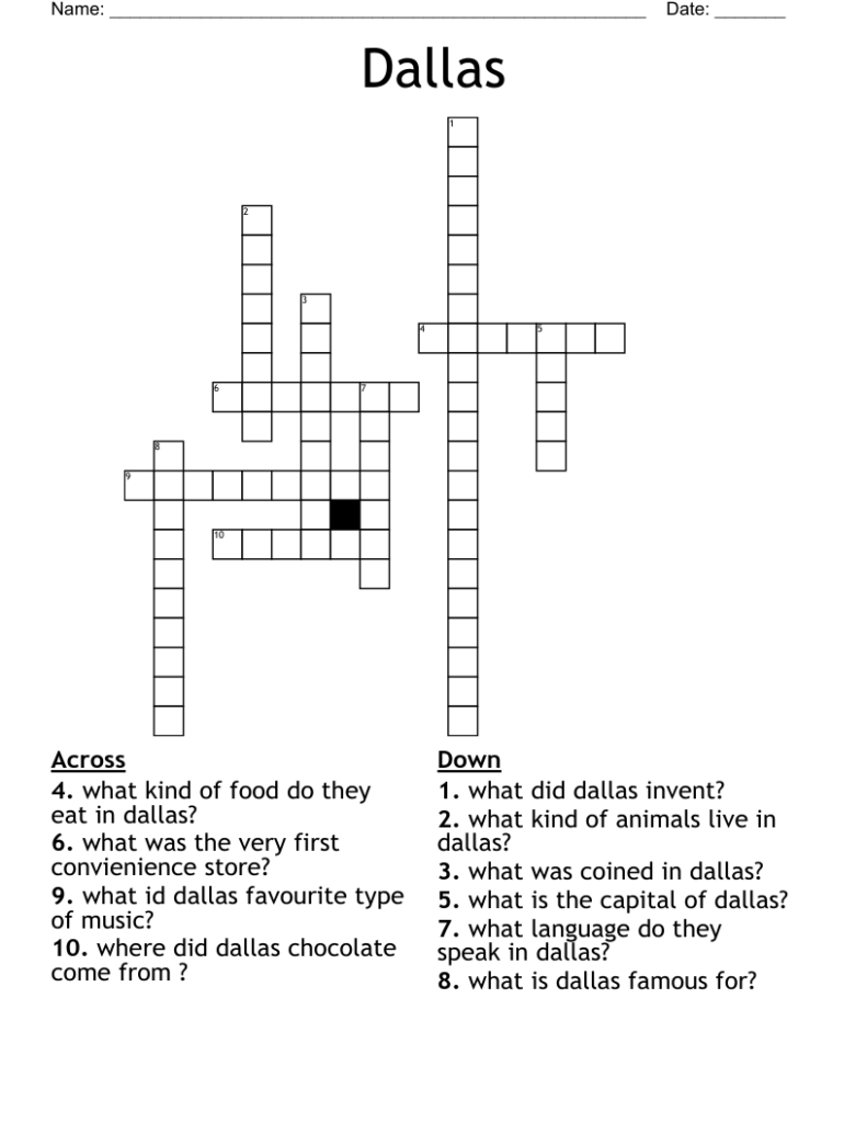 Dallas Crossword WordMint