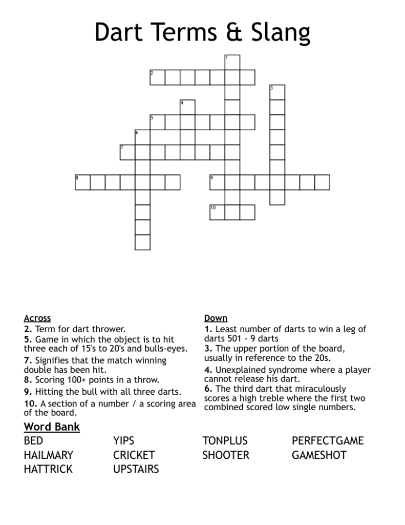 Dart Terms Slang Crossword WordMint