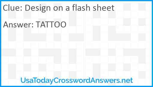 Design On A Flash Sheet Crossword Clue UsaTodayCrosswordAnswers