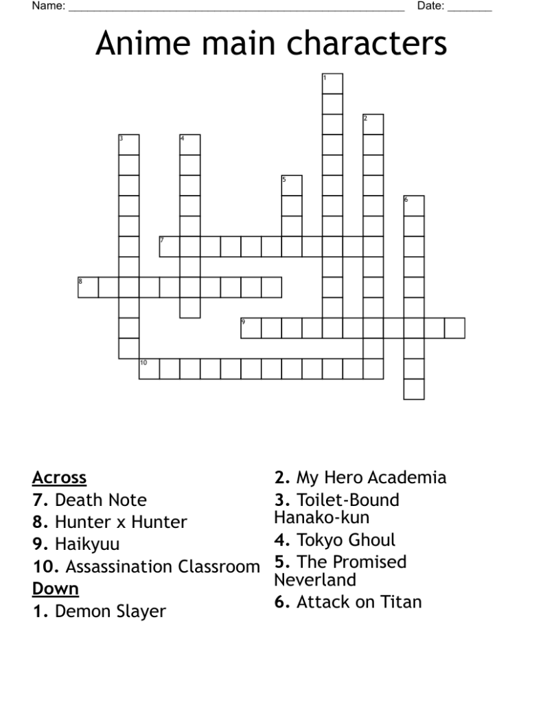 Details More Than 54 Anime Crossword Puzzles Best In cdgdbentre