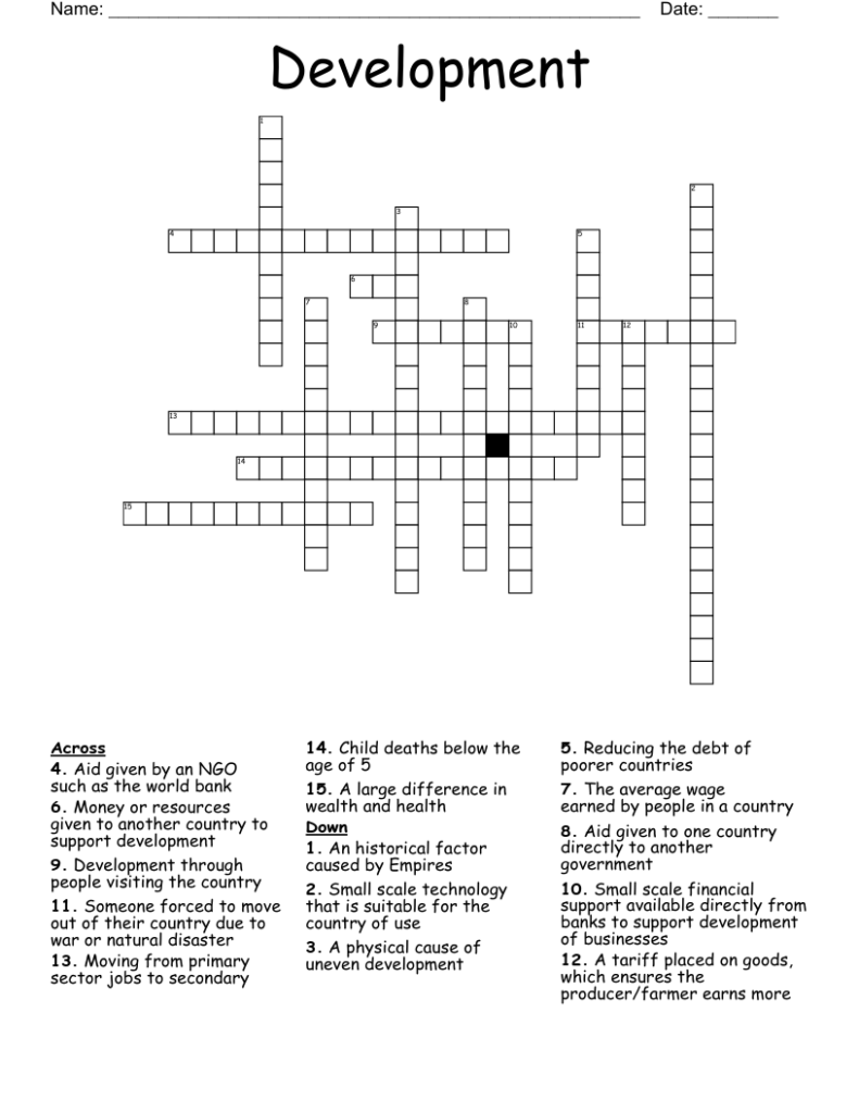 Development Crossword WordMint