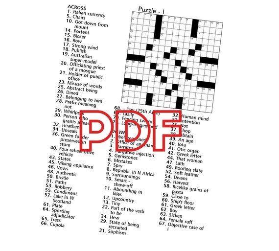 Digital Download 100 Printable Crossword Puzzles For Adults Etsy