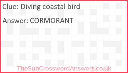 Diving Coastal Bird Crossword Clue TheSunCrosswordAnswers co uk