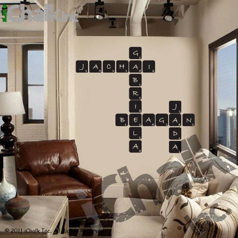 DIY Crossword Puzzle Chalkboard Wall Decal For Home Or Office Etsy