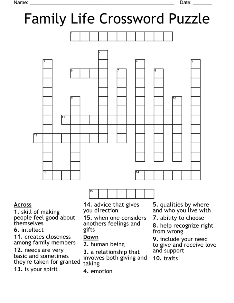 Domestic Violence Crossword Puzzle WordMint