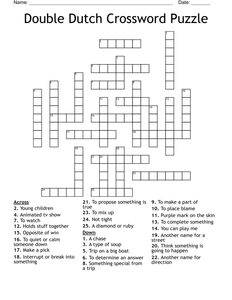 Double Dutch Crossword Puzzle WordMint