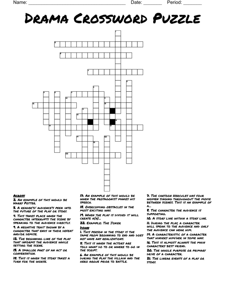 Drama Crossword Puzzle WordMint