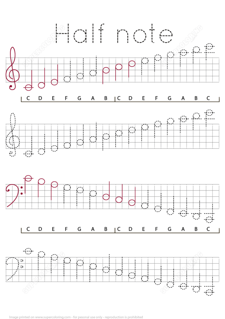 Draw Half Note Music Lesson Free Printable Puzzle Games