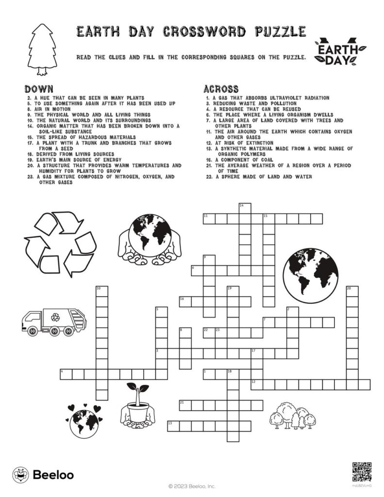 Earth Day Crossword Puzzle Beeloo Printable Crafts And Activities For 