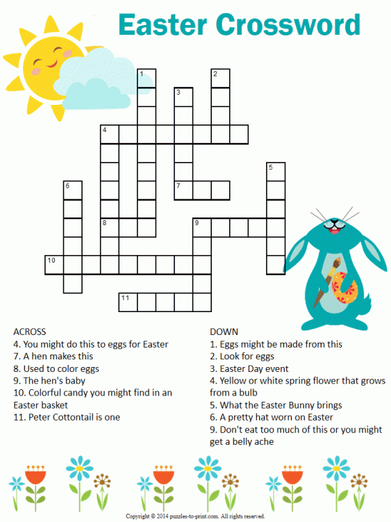 Easter Crossword Puzzle A Secular Puzzle For The Easter Holiday Has 