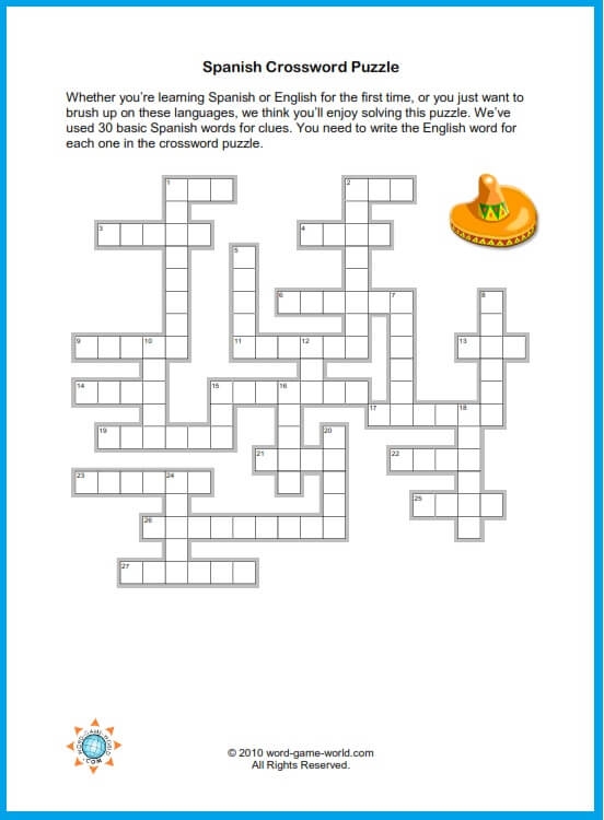 Easy Spanish Crossword Puzzles Printable