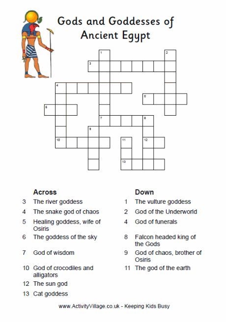 Egyptian Gods Crossword Ancient Egypt Ancient Egypt For Kids Egypt