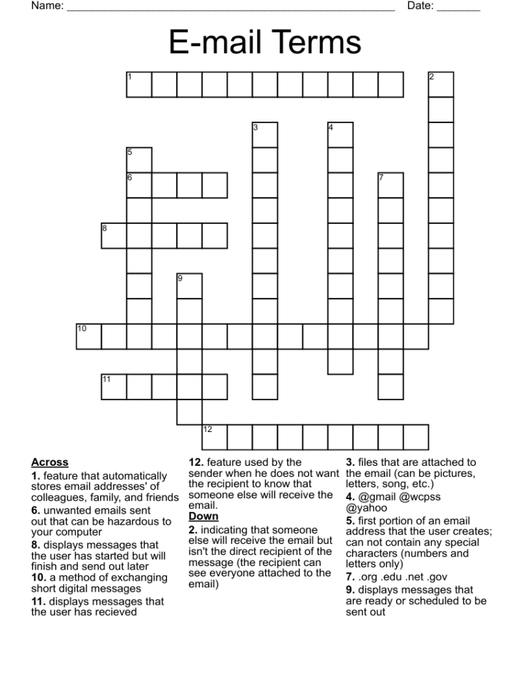 EMail Crossword WordMint