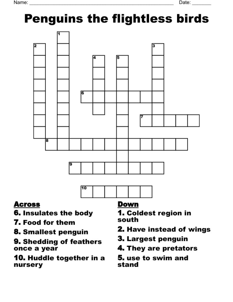 Extinct Flightless Bird Crossword Prntbl concejomunicipaldechinu gov co