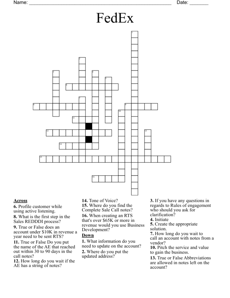 FedEx Crossword WordMint