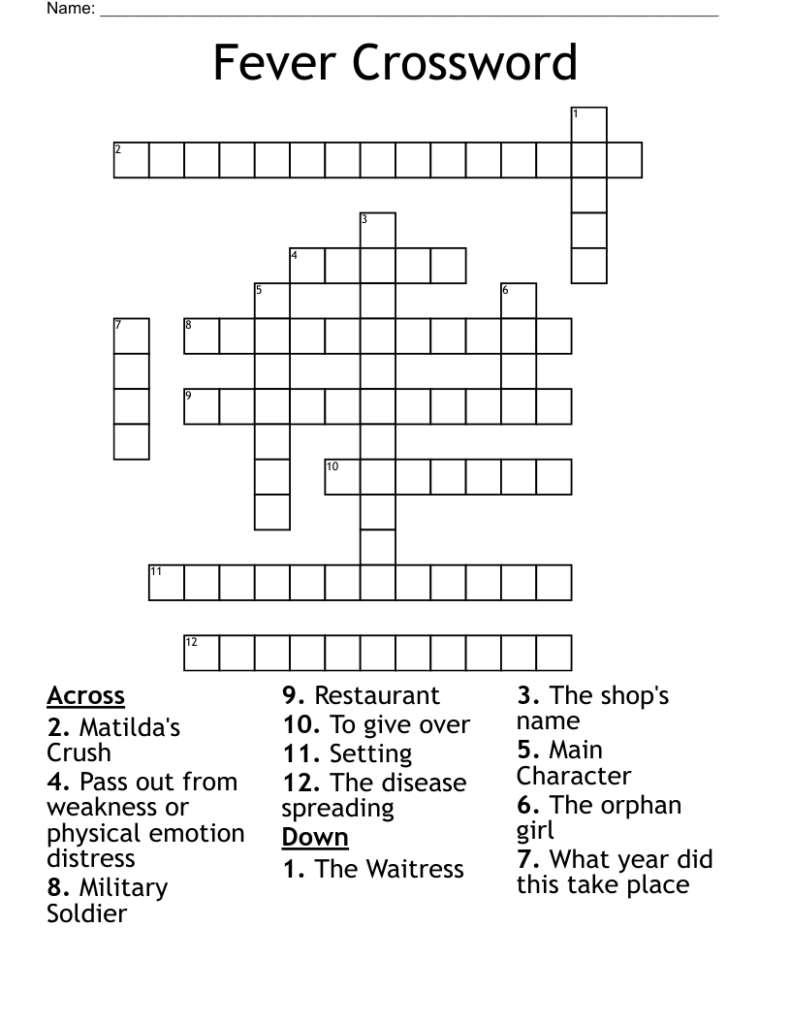 Fever And Chills Crossword