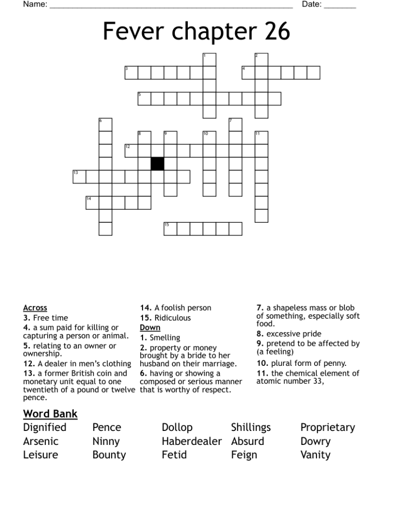 Fever And Chills Crossword