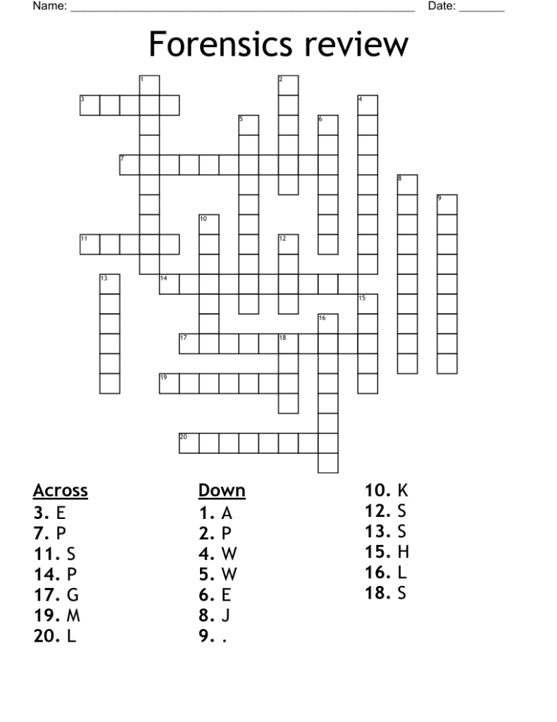 Fibers In Forensics Review Worksheet Crossword Puzzle Answers 