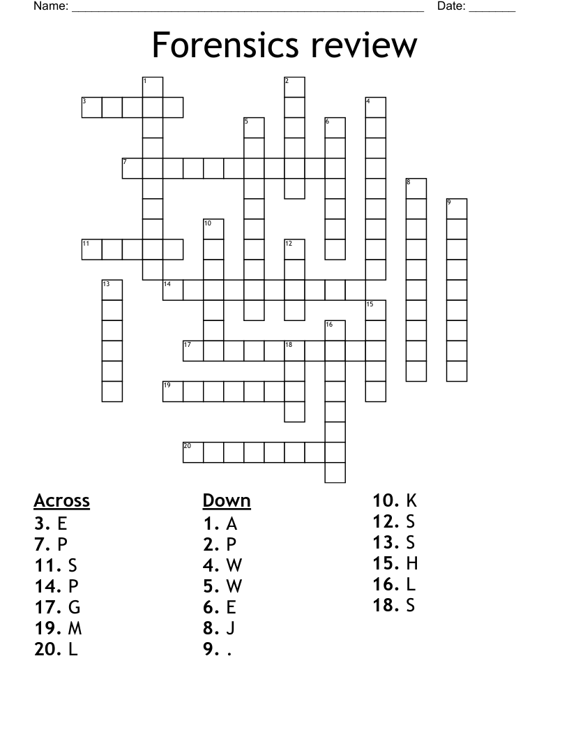 Fibers In Forensics Review Worksheet Crossword Puzzle Answers