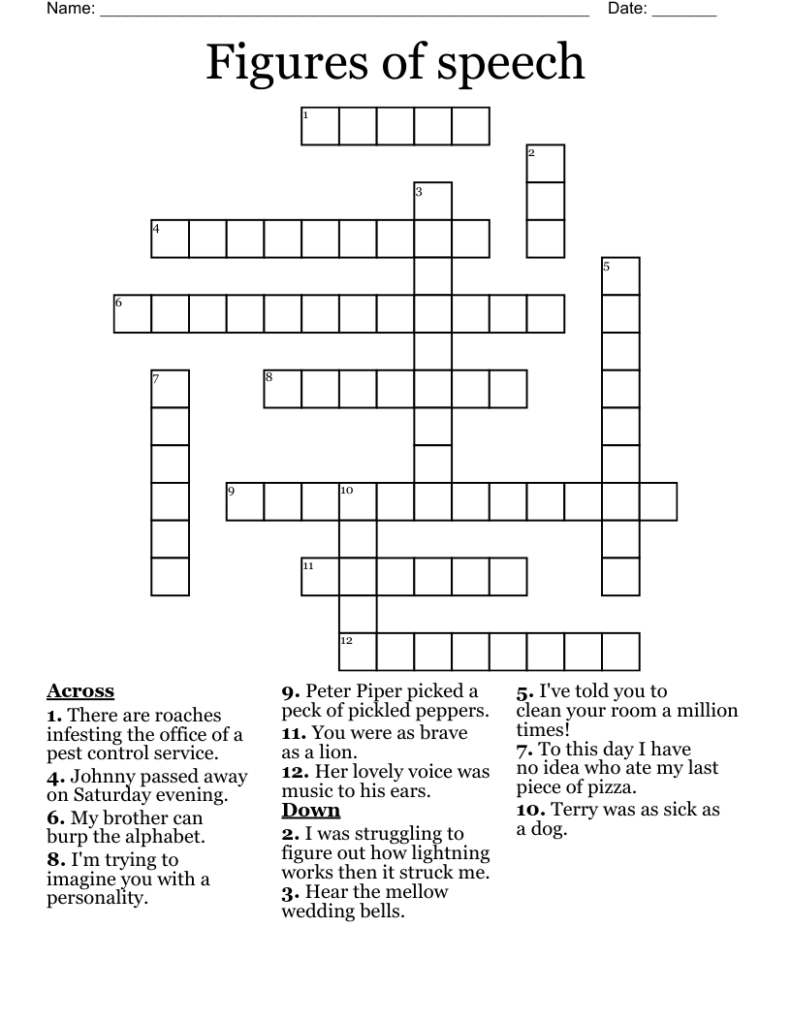 Figures Of Speech Crossword WordMint