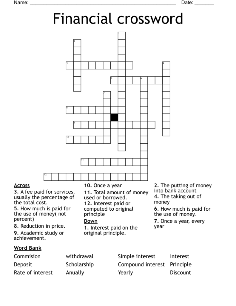 Financial Crossword WordMint