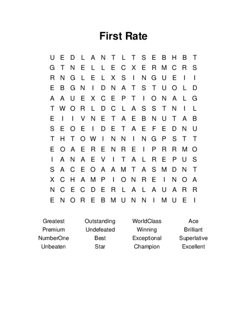 First Rate Word Search