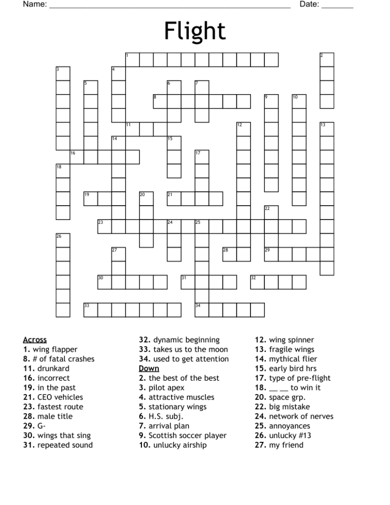 Flight Crossword WordMint